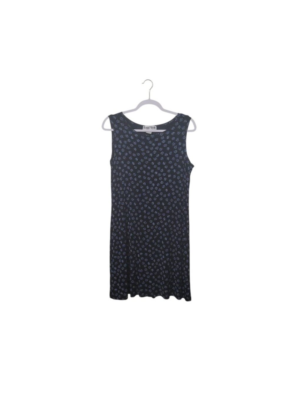 Vtg Ronni Nicole Dress Blue Angel Fish Sleeveless Y2K 12P Slinky Knee Length Shi